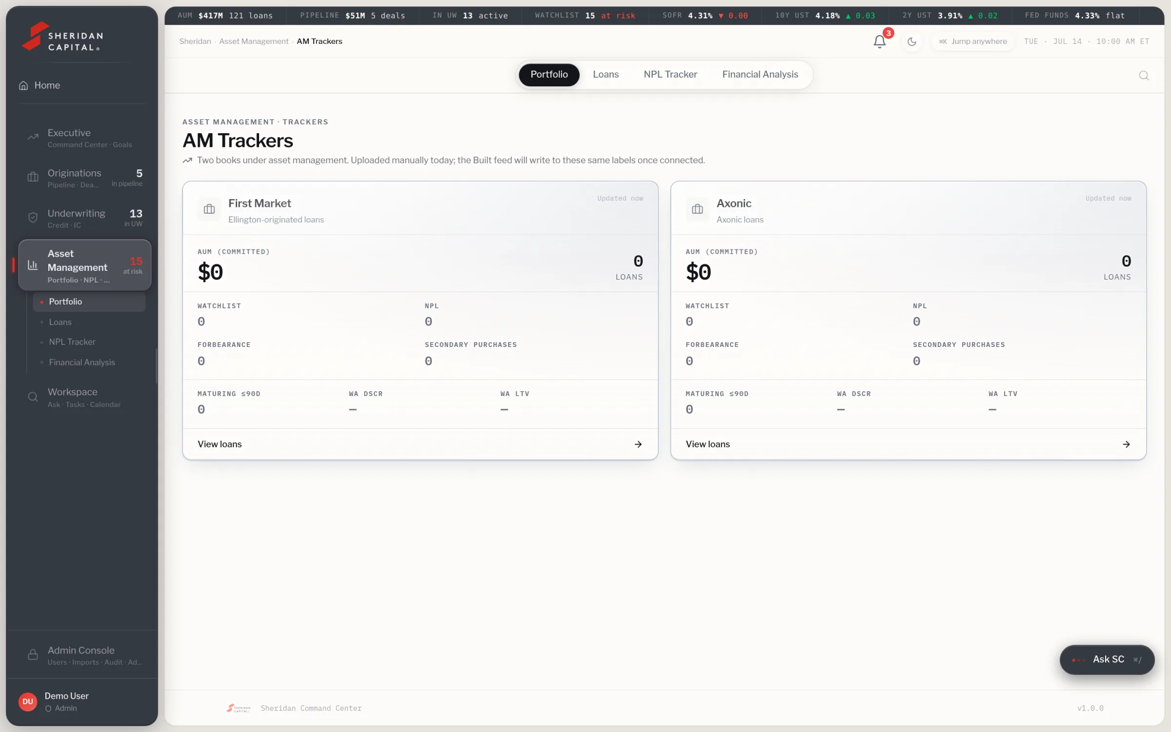 Asset management trackers