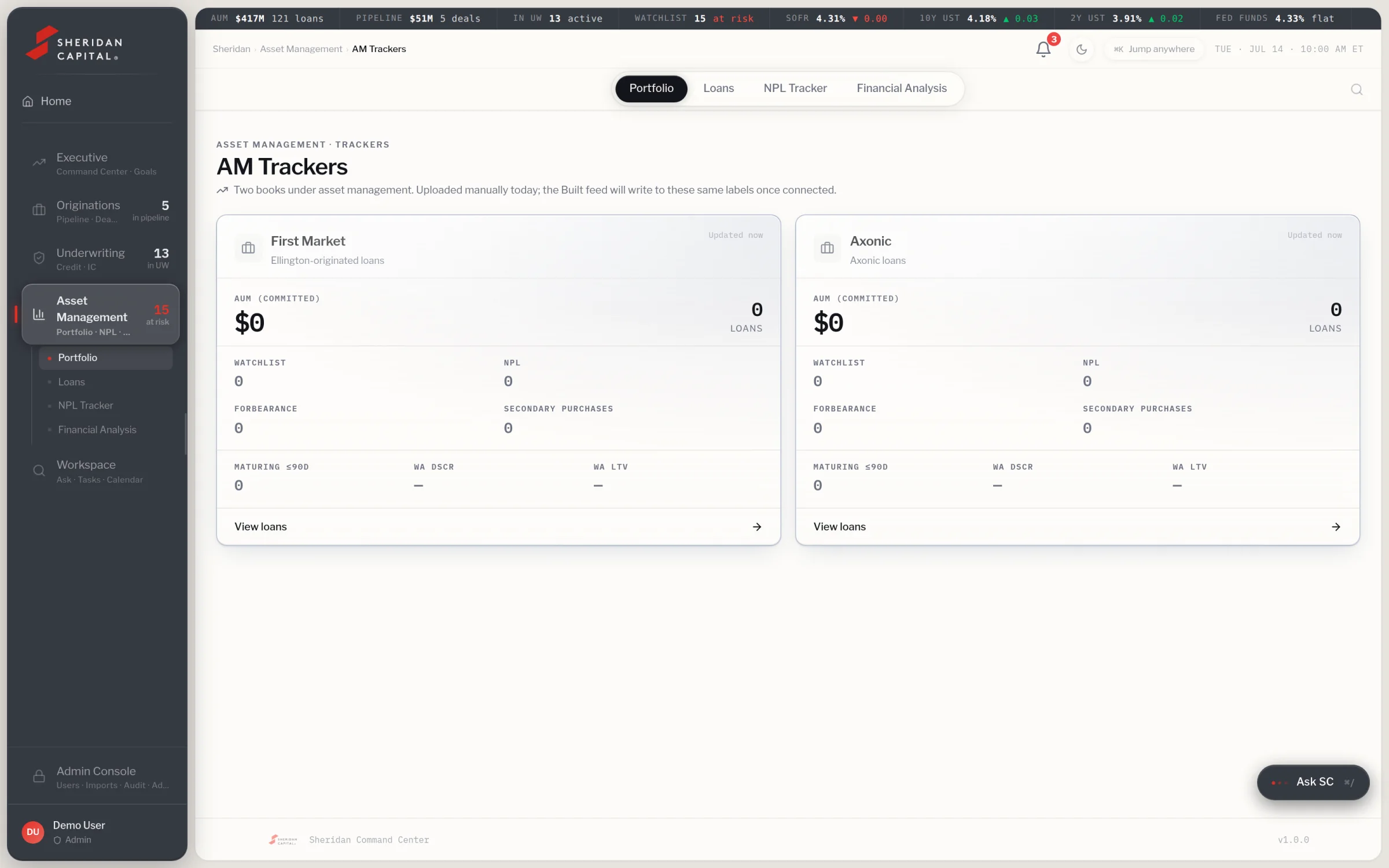 Asset management trackers